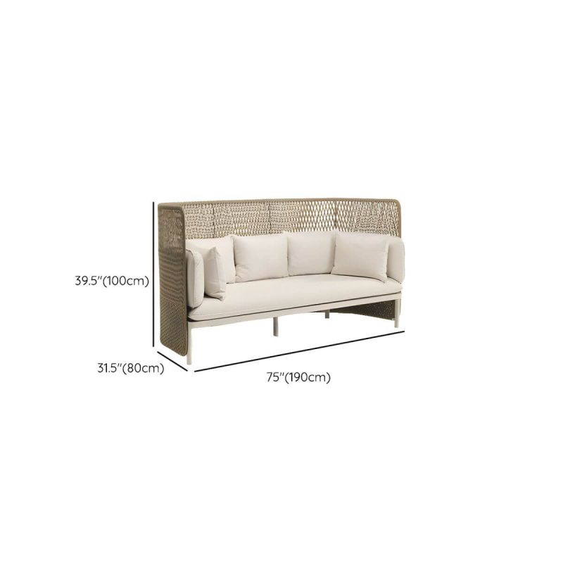 "Dimension of Tropical with Cushions UV Resistant White Fabric Outdoor Patio Sofa - 75"L x 31"W x 39"H"