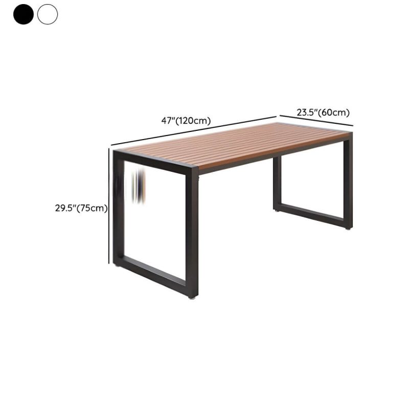 "Dimension of Modern Wood Patio Dining Table without Umbrella Hole in Natural Finish - Durable and Stylish - Table Only 47.2"L x 23.6"W x 29.5"H White"