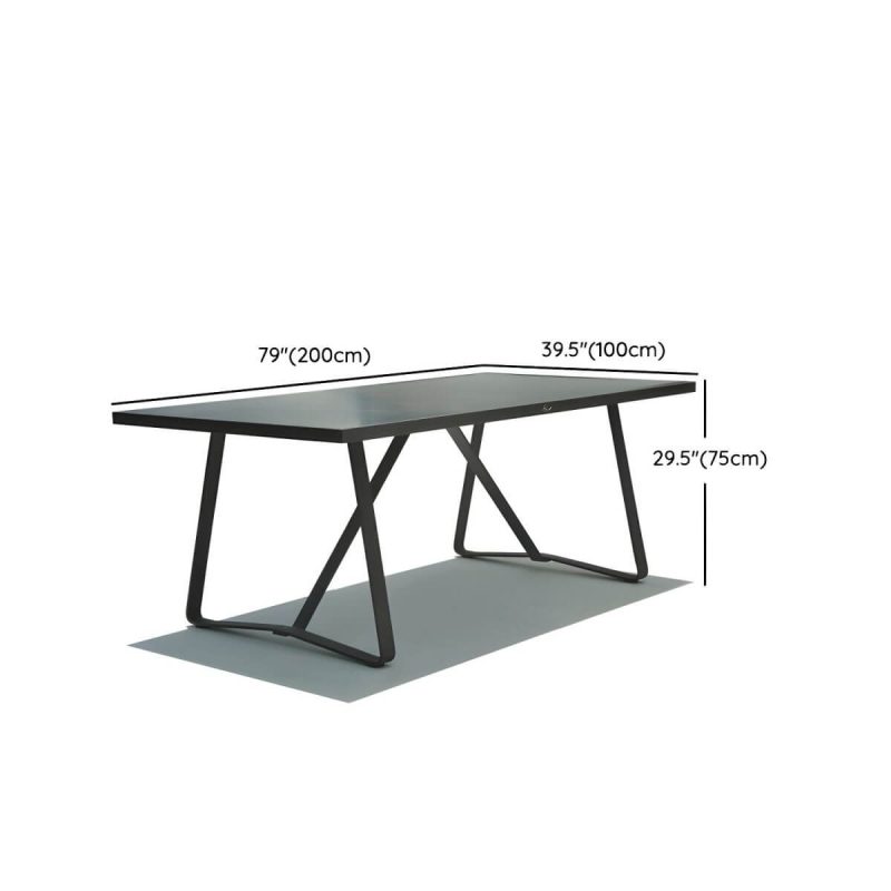 "Dimension of Boho Patio Dining Table Set 1/5/7/9 Pcs Aluminum Frame Patio Dining Table and Chairs - Table 78.7"L x 39.4"W x 29.5"H Zero Grey"