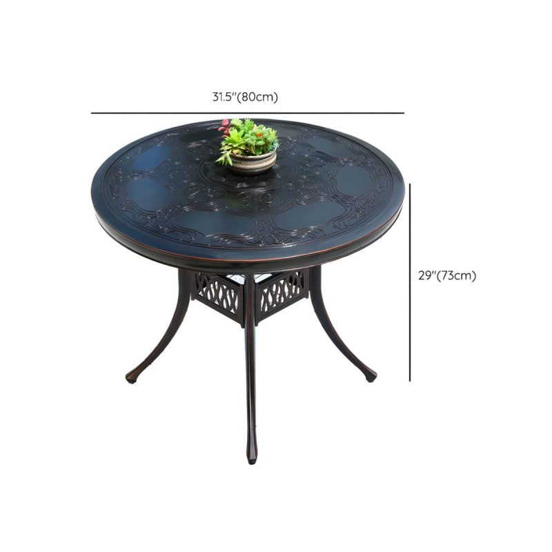"Dimension of Aluminum Outdoor Patio Table Industrial UV Resistant Patio Table - Table Only 31.5"L x 31.5"W x 28.7"H Black"