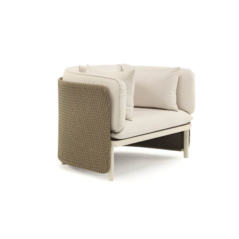 "Tropical with Cushions UV Resistant White Fabric Outdoor Patio Sofa - 39.4"L x 31.5"W x 27.6"H"