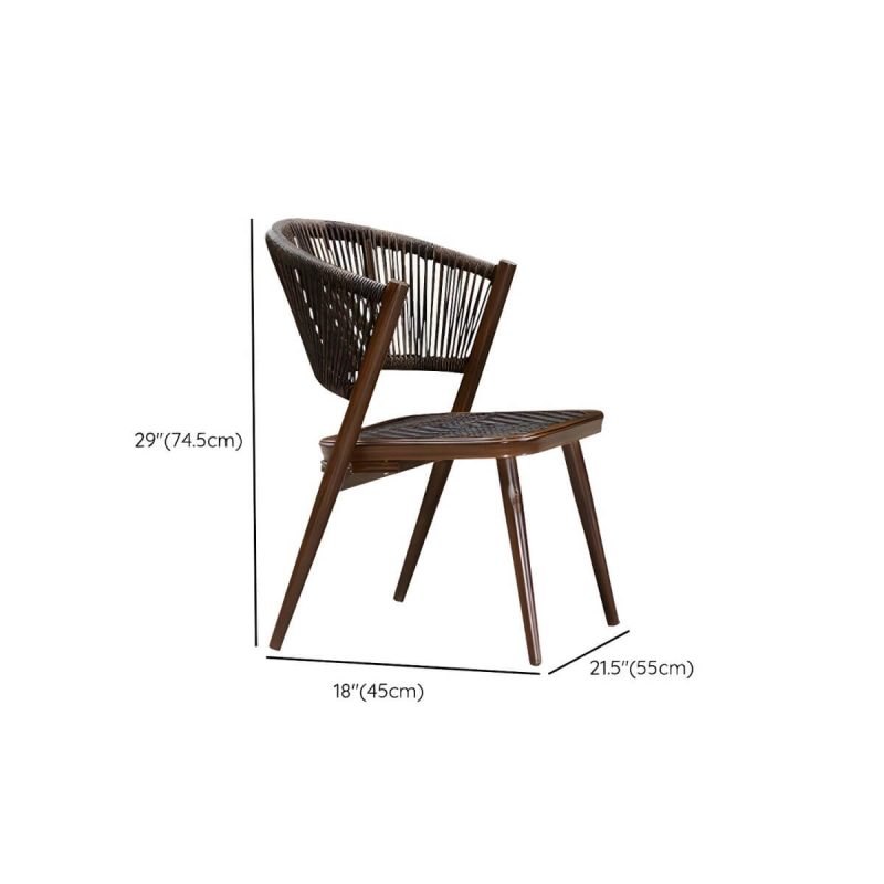 "Dimension of Tropical Rattan Patio Arm Chair with Arm Brown Dining Armchair - 2 Piece Set"
