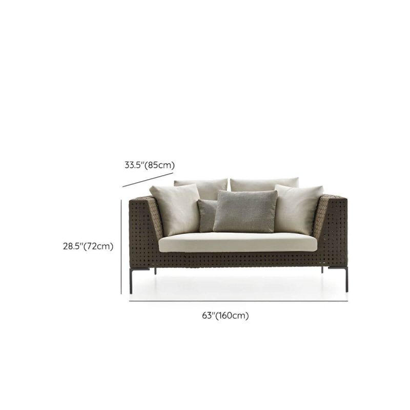 "Dimension of Elegant Metal Framed White Upholstered Modern Sofa with Cushions - 2-Seater Sofa"