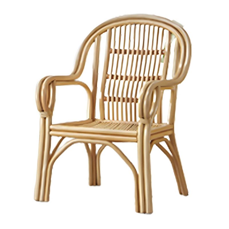 "Traditional Rattan Natural/Black Patio Arm Chair with Water Repellent Finish Cushion - Natural Finish 1 Piece"