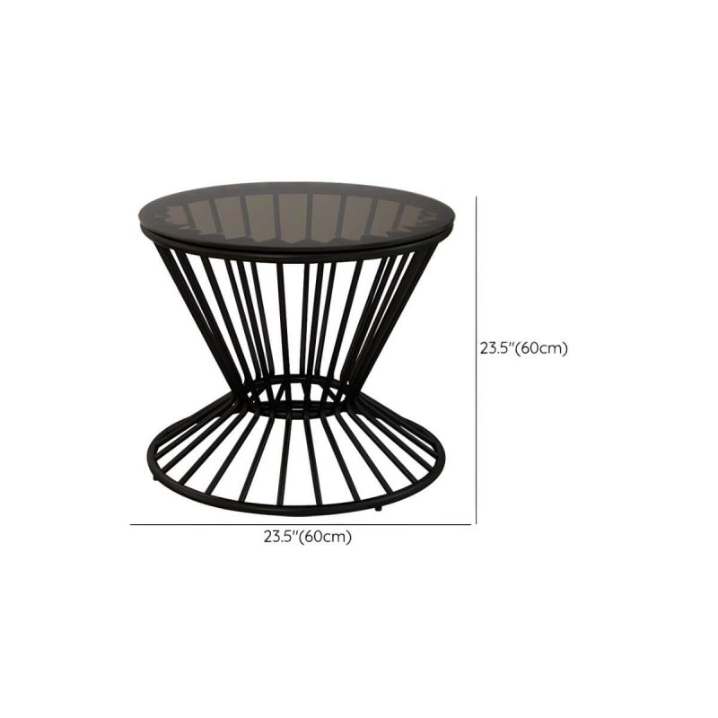 "Dimension of Contemporary Outdoor Dining Table Furniture Set with Black Round Top for Courtyard - Table & Chair(s) 1 Blue"