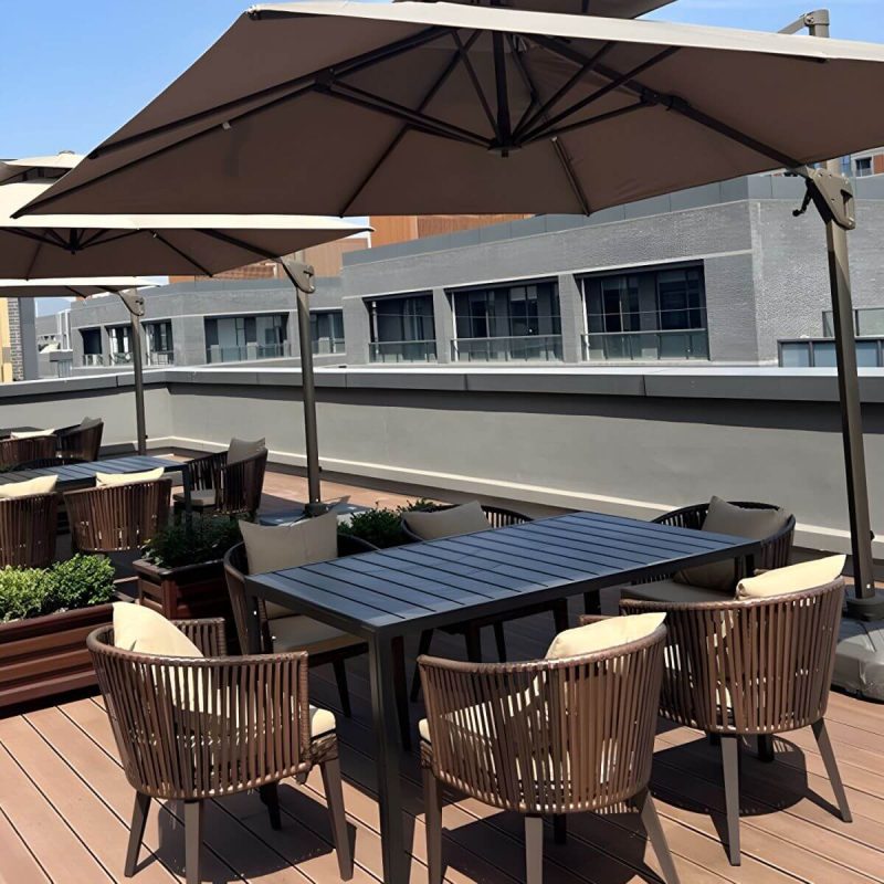 "Modern Wood Patio Dining Table 3/5/7/9 Pcs Black Dining Set for Courtyard - Table & Chair(s) 94.5"L x 35.4"W x 29.5"H 6 Rectangular"