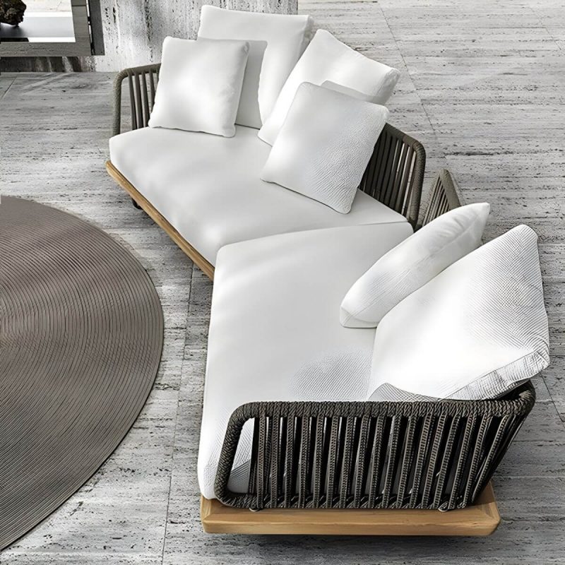 "Scandinavian Patio Sofa Wood Fade Resistant Outdoor Patio Sofa - Sofa Ash 101"L x 35"W x 33"H"