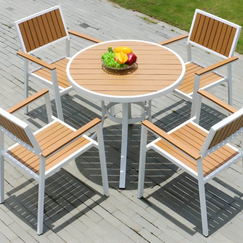 "Contemporary White Dining Table Set with Chairs for Courtyard - Table & Chair(s) 33.5"L x 33.5"W x 29.5"H 4"