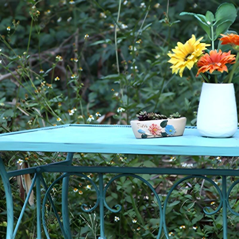 "Modern Green Waterproof Courtyard Table Iron Rectangle Outdoor Table - Table Only"