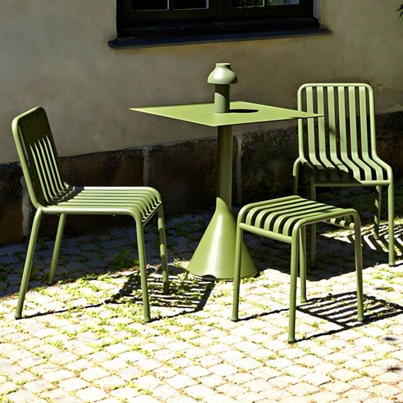 "Modern Metal Outdoor Bistro Chairs Open Back Dining Chairs in Green - 22"L x 20"W x 31"H 2 Piece Set"