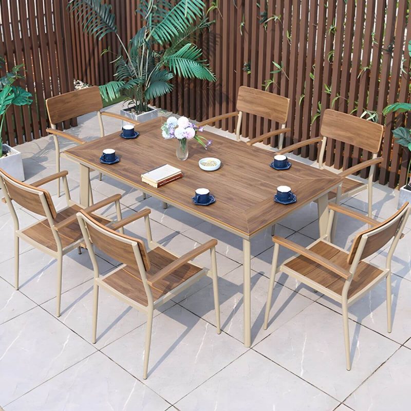 "Matte Finish Metallic Patio Chair Assembled Industrial with Arms - 2 Piece Set"