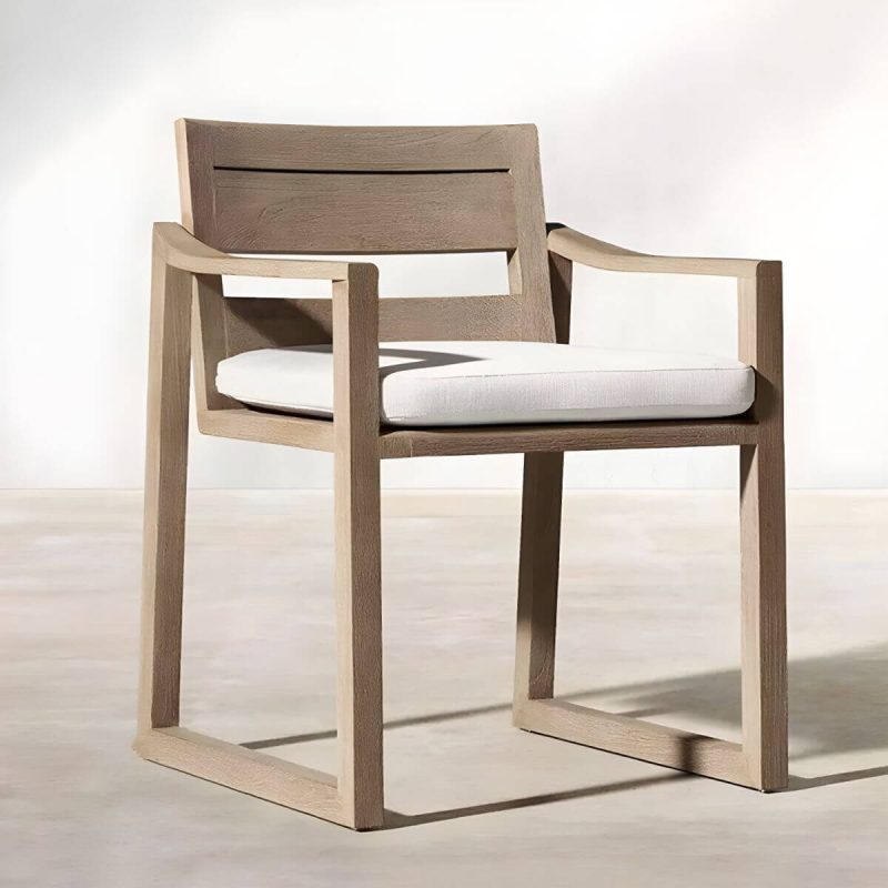"Modern Dining Side Chairs Solid Wood Natural RemovableUV Protective Finish Cushion - With Arms 1 Piece"