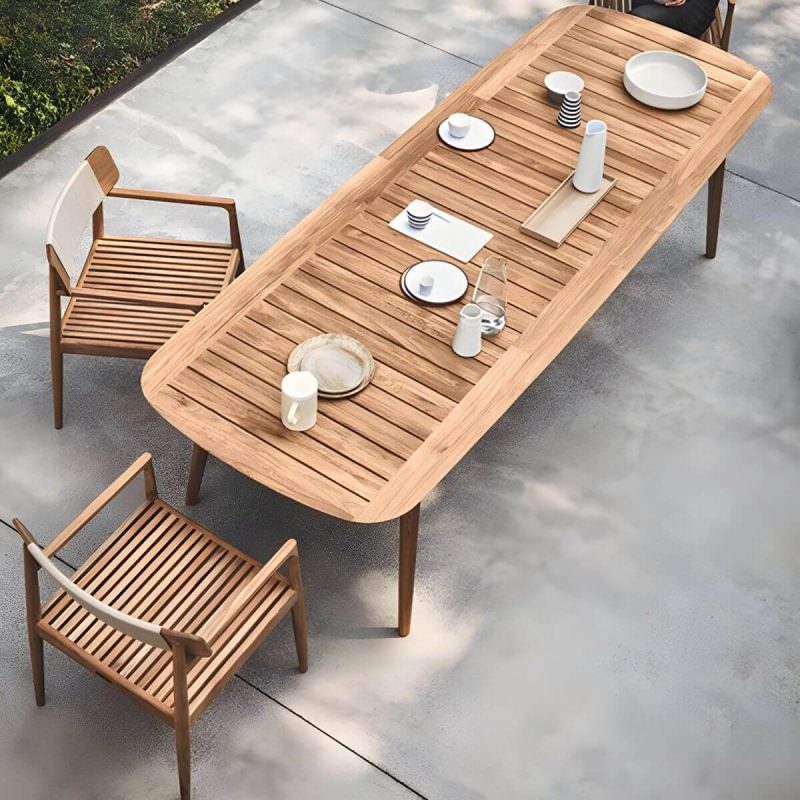"Brown Patio Table Solid Wood Contemporary Style in Rectangular/Square Shape - Table Only 94.5"L x 35.4"W x 29.5"H"