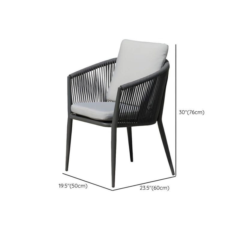"Dimension of Contemporary Dining Table Set with Woven Chairs for Courtyard - Chair(s) Not Available 2"