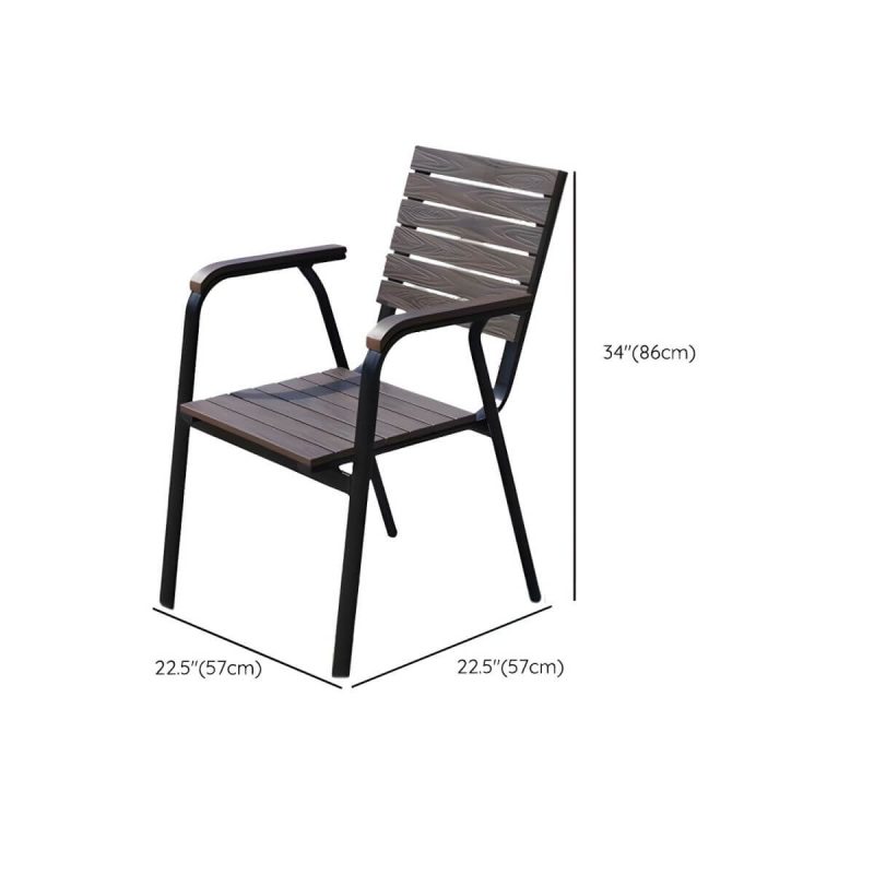 "Dimension of Traditional Dining Armchair Open Back Outdoors Dining Chairs in Brown - 22"L x 22"W x 34"H 2 Piece Set"