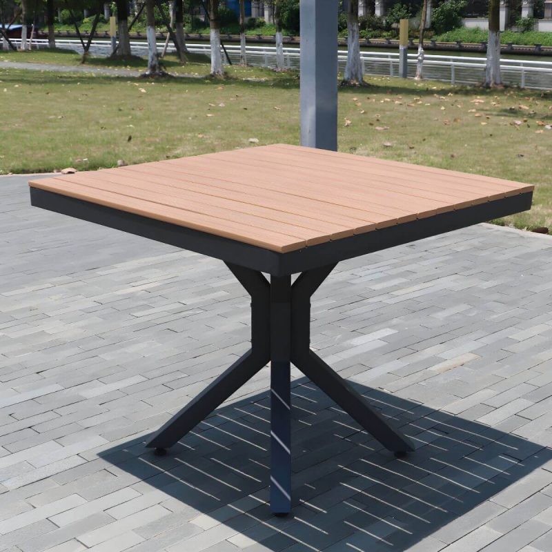 "Contemporary Aluminum Frame Patio Table Water and UV Resistant Patio Table - 35.4"L x 35.4"W x 28.3"H Square Table Only"