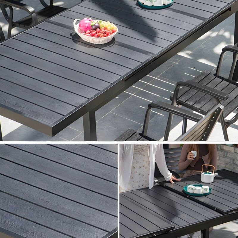 "Black Wooden Patio Table Contemporary Style in Rectangular Shape - Table Only"