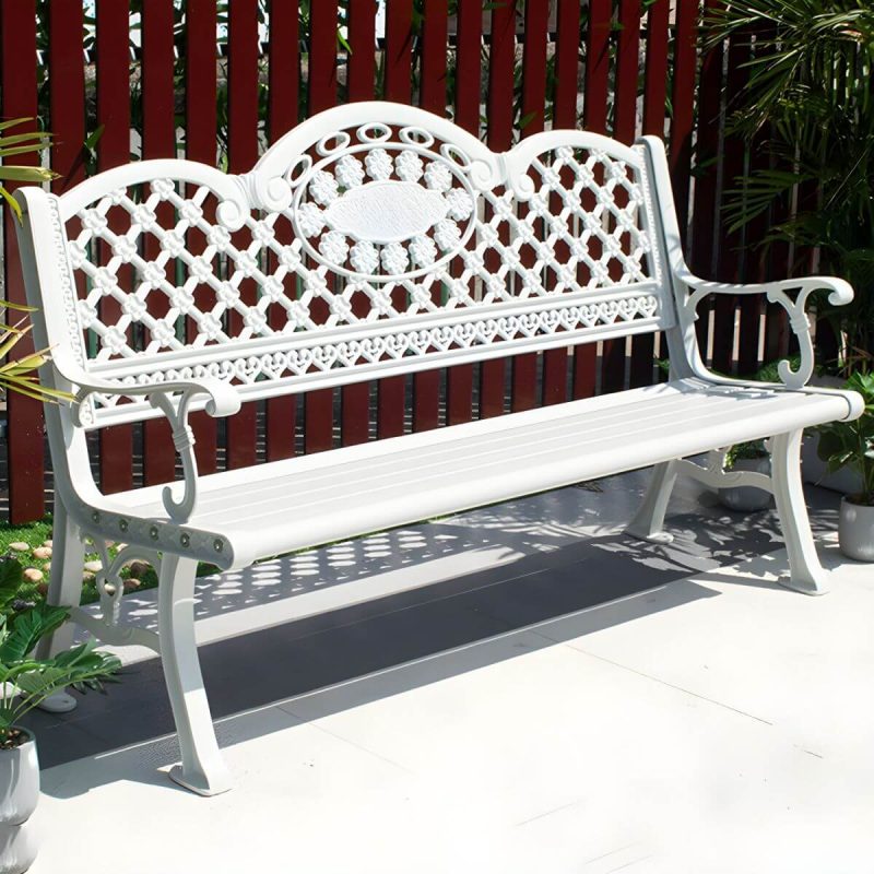 "Contemporary Accent Bench with Legs Water Resistant for Outdoor - White 61"L x 24"W x 34"H"