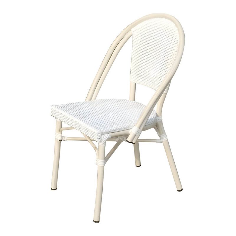 "Traditional Arm Cane Back Dining Chair Stackable for Outdoor - White 8 Piece Set"