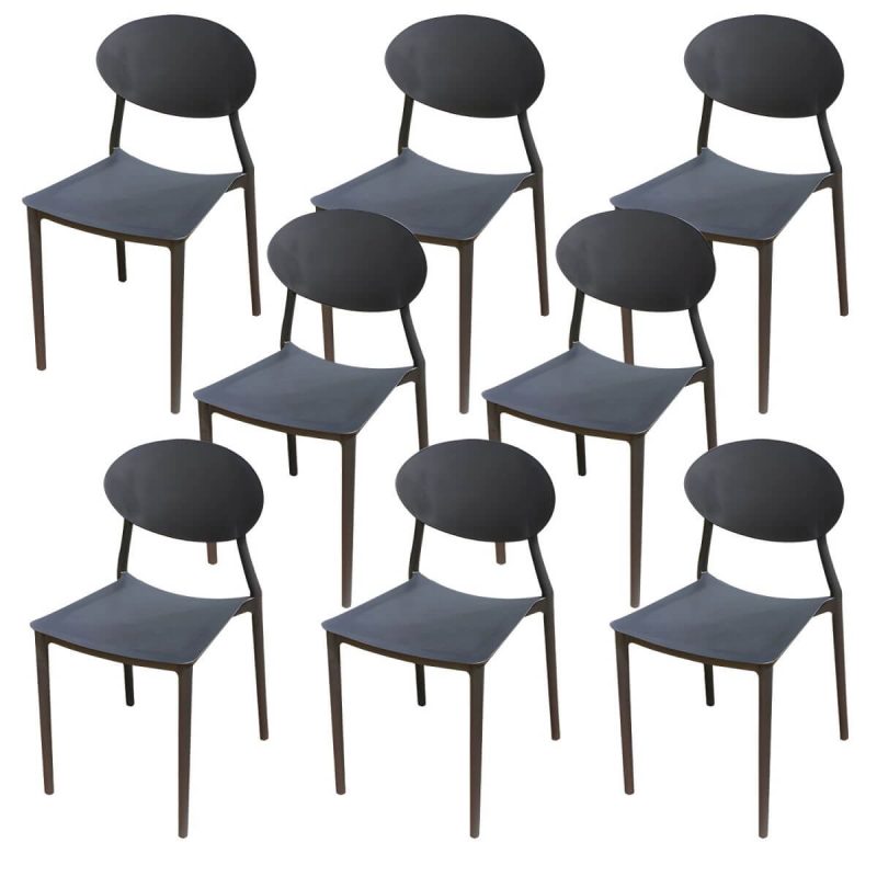 "Stacking Dining Armchair Contemporary Plastic Patio Arm Chair - 15"L x 18"W x 33"H 8 Piece Set"