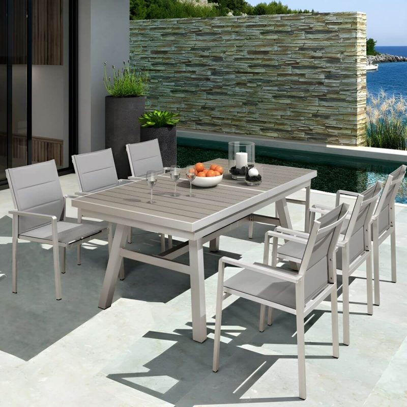 "Stacking Metallic Antique Finish Patio Chair Industrial Style without Cushions - 4 Piece Set"