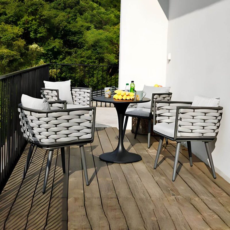 "Contemporary Style 1/3/5/7 Pcs Bistro Set Metal Round Bistro Table Set - 70 x 70 x 72 cm Round Table & Chair(s) 4"