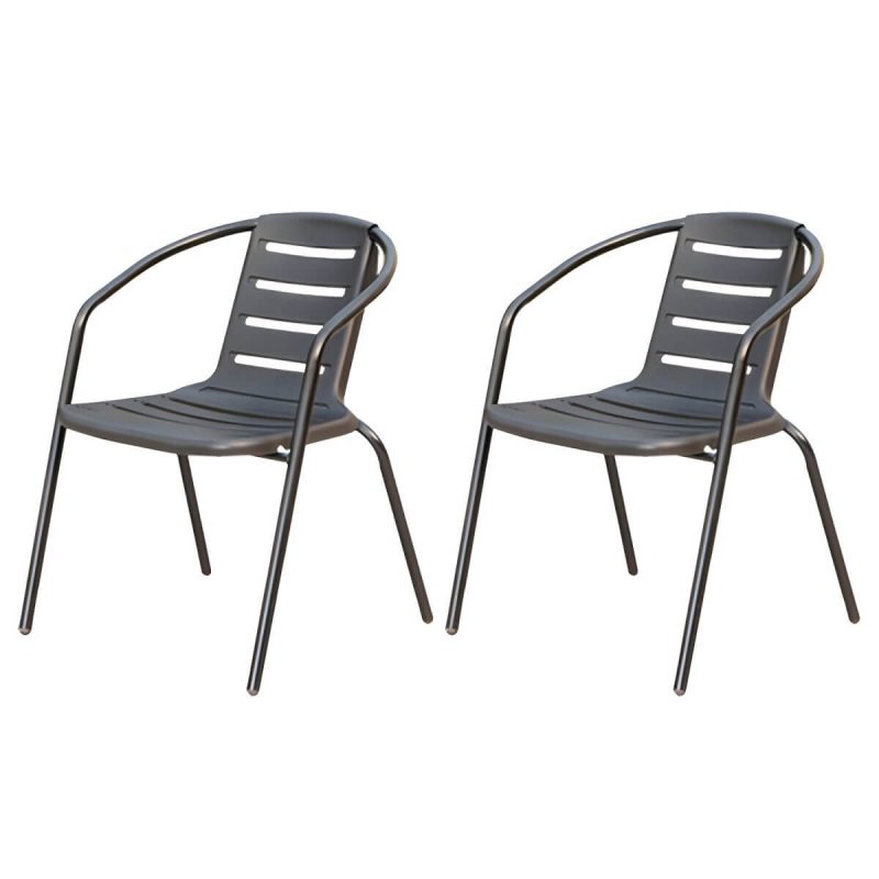 "Stacking Dining Armchair Contemporary Plastic Patio Arm Chair - 20"L x 17"W x 28"H 2 Piece Set"