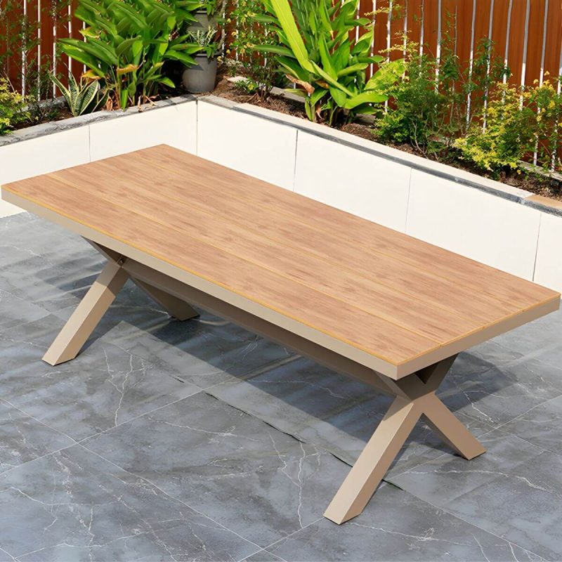"Brown Patio Table Wooden Contemporary Style in Rectangular Shape - Table Only 86.6"L x 35.4"W x 29.5"H Brown"