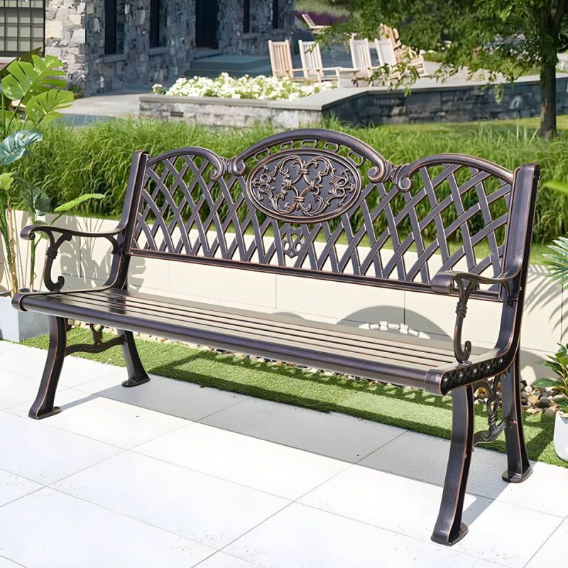 "Contemporary Accent Bench with Legs Water Resistant for Outdoor - Copper 61"L x 24"W x 34"H"