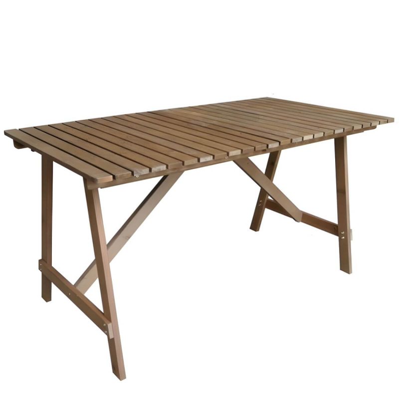 "Brown Solid Wood Patio Table Contemporary Style Rectangular Shape - Table Only"