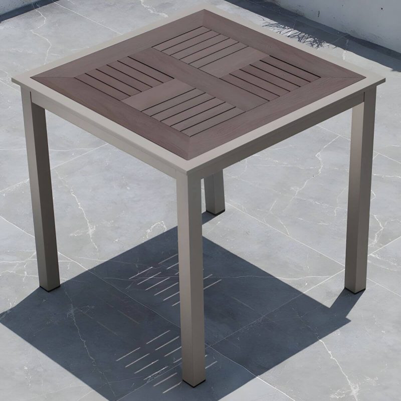 "Traditional Patio Table Wood Top Metal Frame Water Resistant Patio Table - 31.5"L x 31.5"W x 29.5"H Table Only"