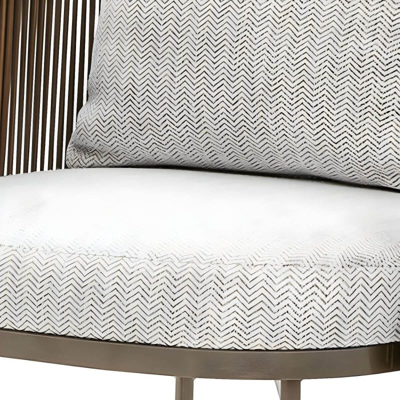 "Patio Dining Chair Tropical Aluminum With Arm Upholstered Faux Rattan - 6 Piece Set 22"L x 23"W x 35"H"
