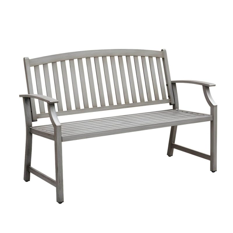 "Modern Metal Park Bench with Waterproof Durability, Water Resistant and Curved Arms - Beige"