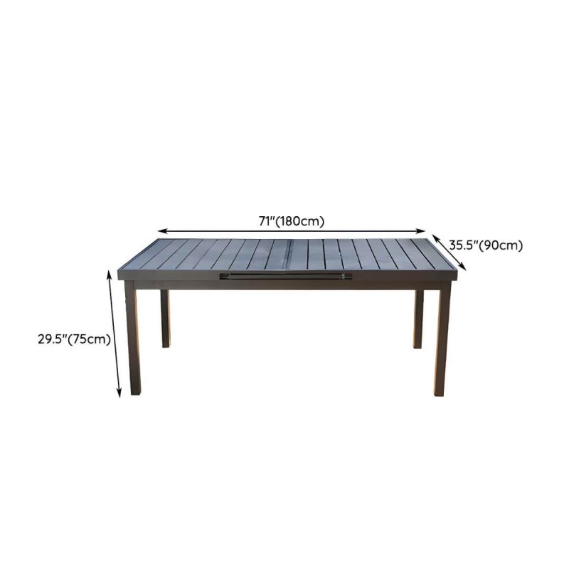 "Dimension of Black Wooden Patio Table Contemporary Style in Rectangular Shape - Table Only"