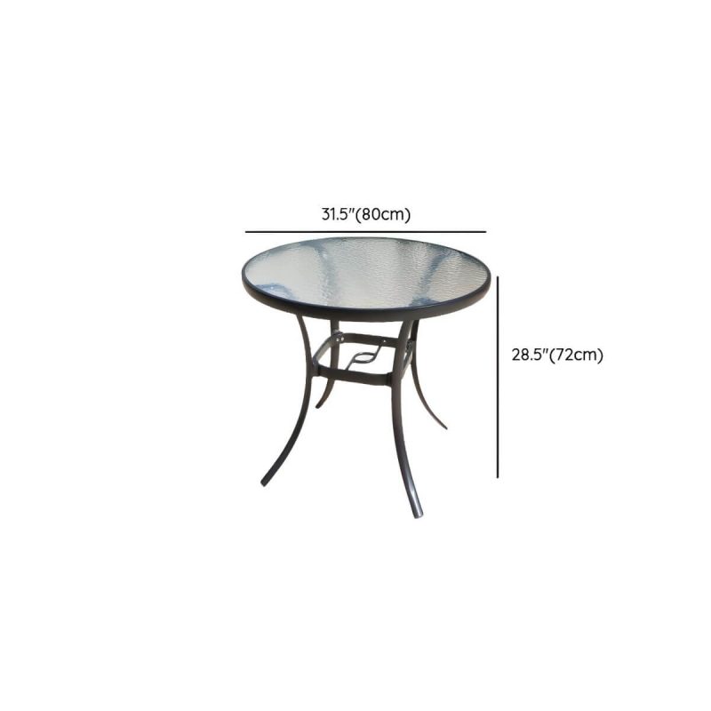 "Dimension of Contemporary Glass Dining Table Set with Black Woven Chairs for Courtyard - Table & Chair(s) 31.5"L x 31.5"W x 28.3"H 4 Clear"