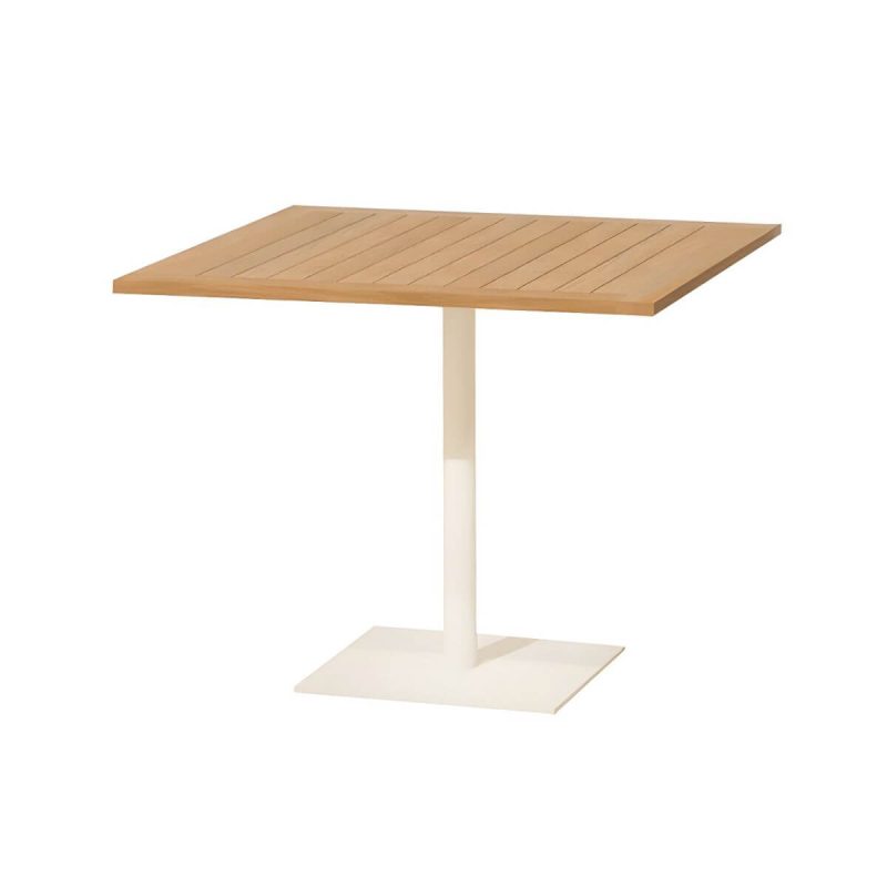 "Contemporary Metal Frame Patio Table Water Resistant Dining Table - Table Only 27.6"L x 27.6"W x 29.5"H Natural Square"
