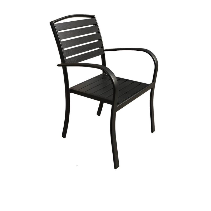 "Black Modern Courtyard Dining Chairs Waterproof and Sun Proof for Outdoor - Black"