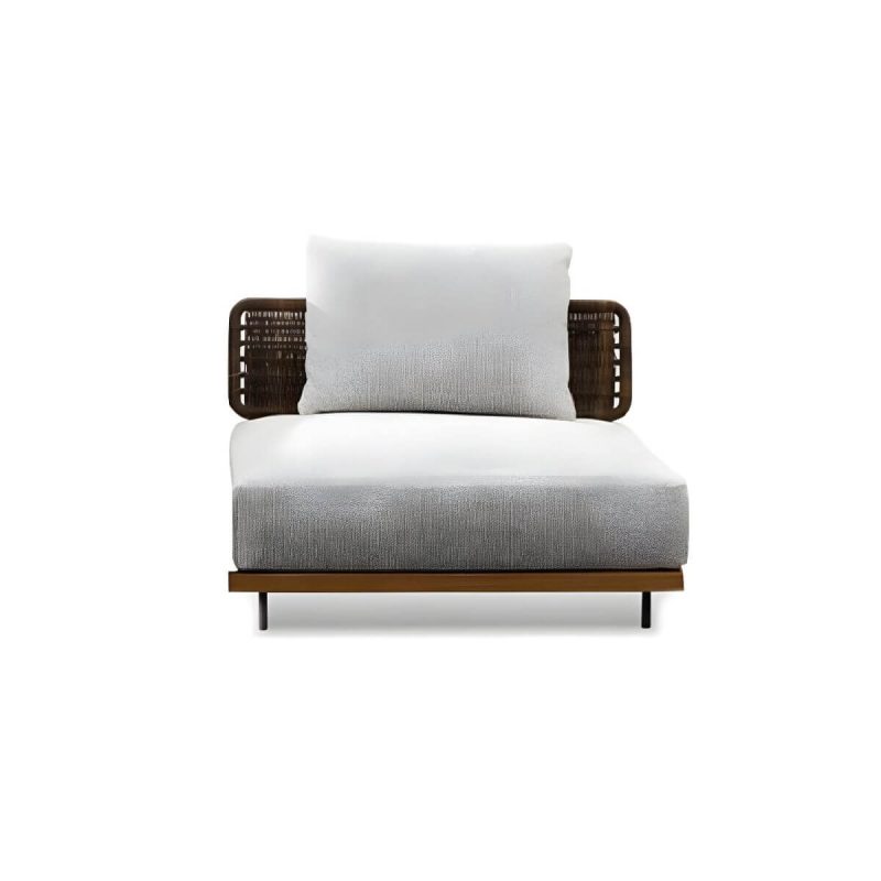 "Mildew Resistant Brown Metal Patio Sofa with Cushions and Pillows - Median Sofa"