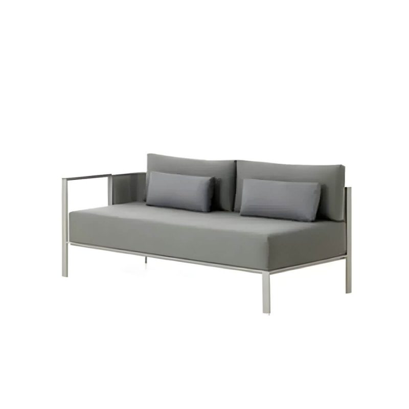 "Metal Frame Outdoor Patio Sofa Industrial Water Resistant Patio Sofa - Left Armrest Double Seat 53"L x 30"W x 28"H"