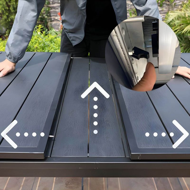 "Black Wooden Patio Table Contemporary Style in Rectangular Shape - Table Only"