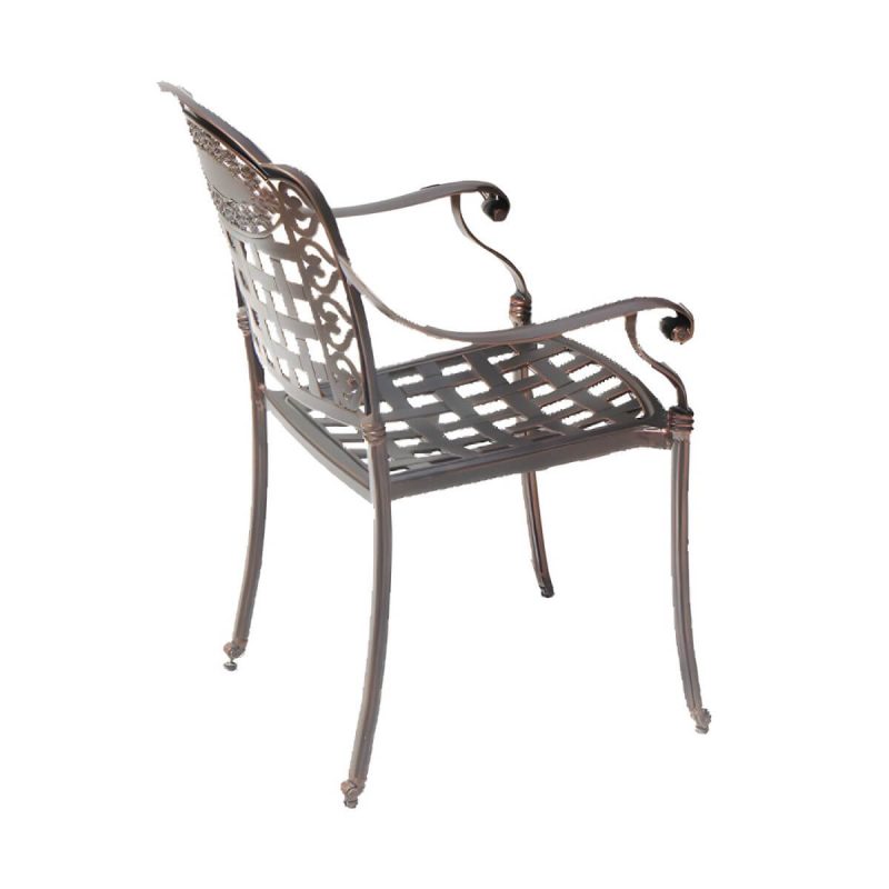 "Traditional Dining Armchair in Bronze With Arm 25.2" Long 35.03" High - 2 Piece Set"