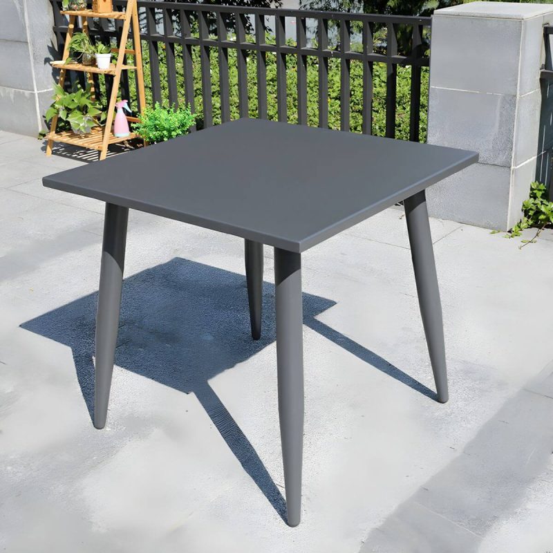 "Gray Modern Metal Round 5 Piece Weatherproof 24.8in*24.4in*31.5in Patio Dining Set - Table & 4 Chairs 31.5"L x 31.5"W x 28.7"H Square Grey"