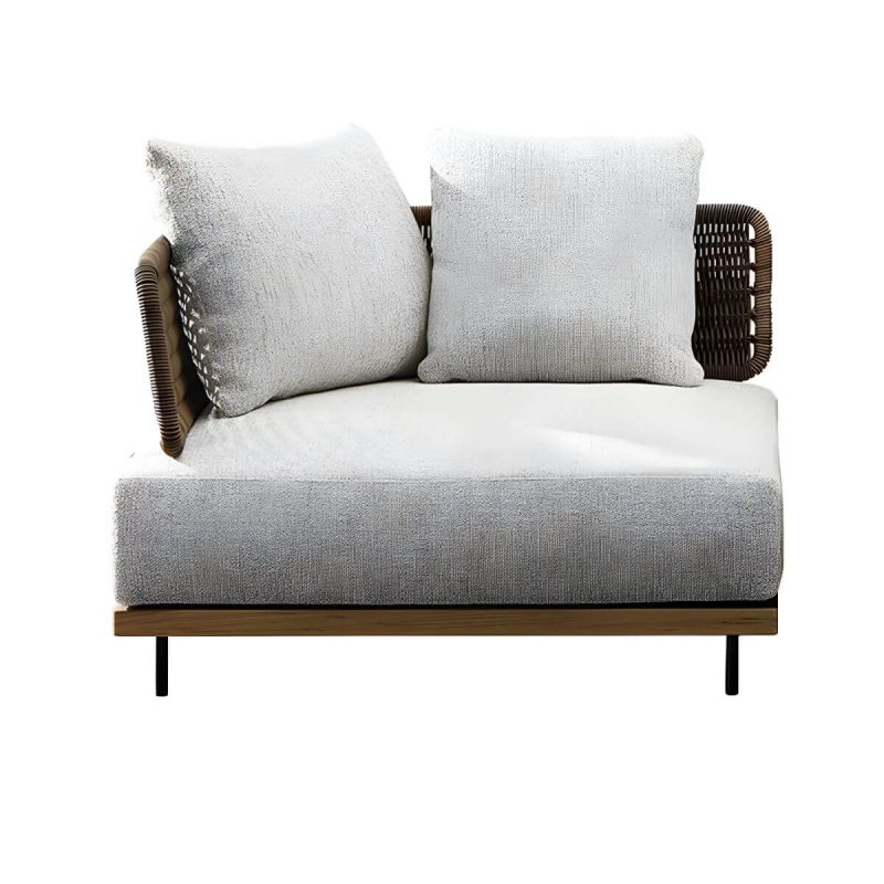 "Modern Wicker/Rattan Sofa with Waterproof Gray Upholstery and Cushions - 37"L x 37"W x 27"H Corner Sofa"
