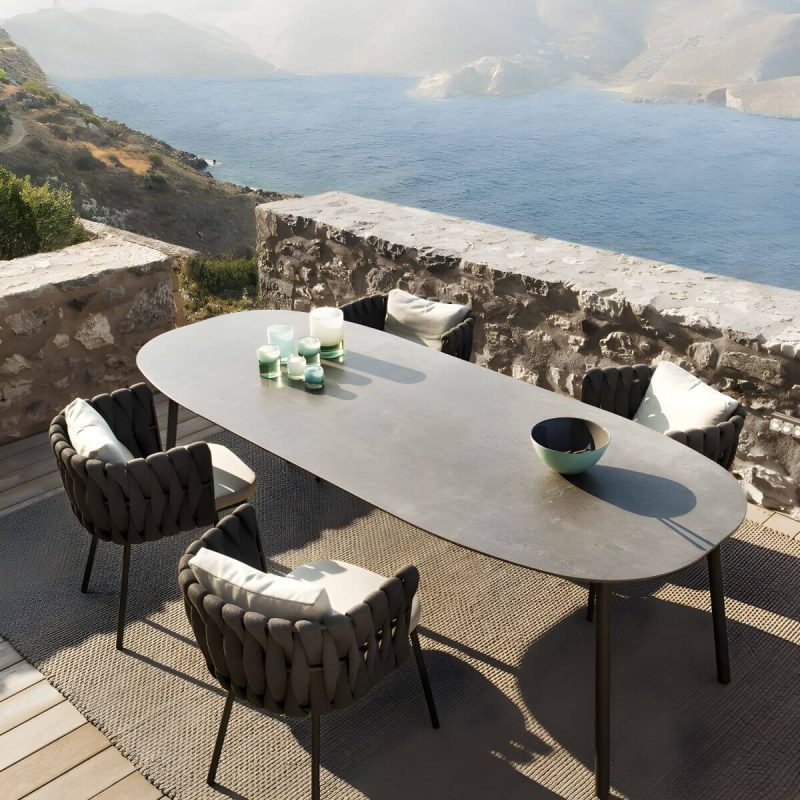 "Contemporary Scratch Resistant Balcony Table 4 Legs for Outdoor - Table Only 63"L x 35.5"W x 29.1"H Rock Beam"