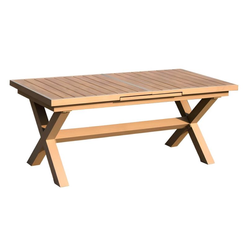"Contemporary Style Wood Natural Patio Table Rectangle Shape for Outdoor - Table Only 70.9"L x 35.4"W x 29.5"H Natural Finish"