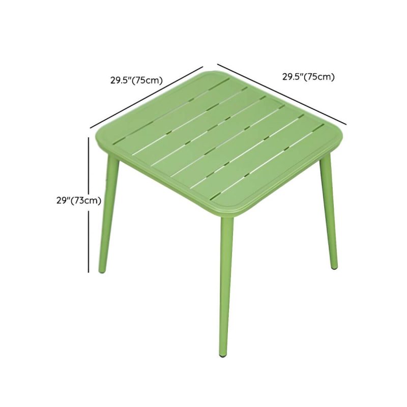 "Dimension of Contemporary Dining Table Set with Green Metal Top for Courtyard - Table & Chair(s) 30"L x 30"W x 29"H 4"