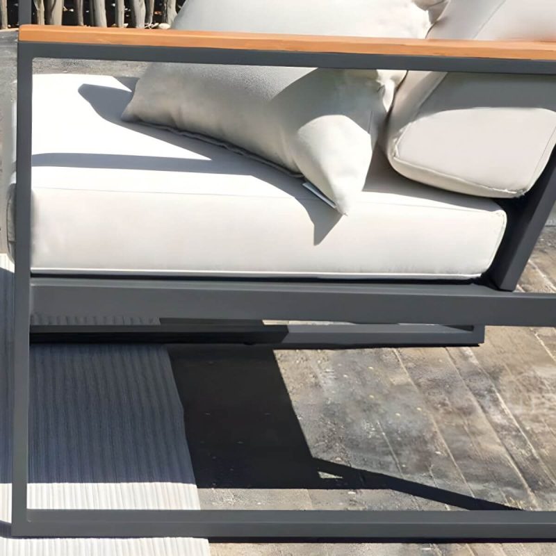 "Black Metal Patio Sofa Symmetrical with Cushions for Outdoor - 2-Seater Sofa"