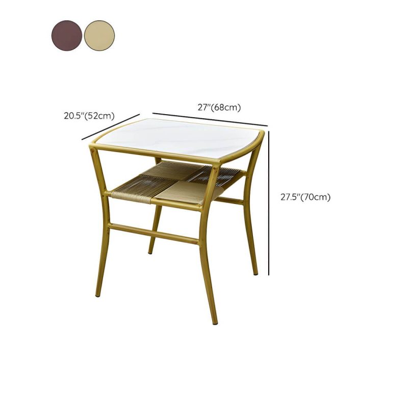 "Dimension of Contemporary Dining Table Set with 2 Woven Chairs for Courtyard - Table & Chair(s) 2 Brown"