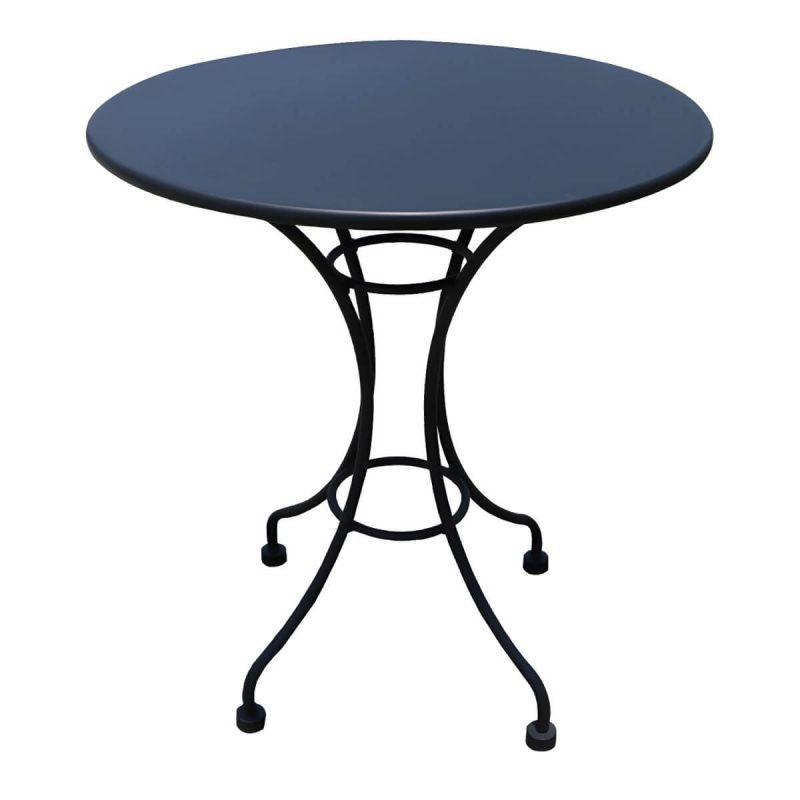"Modern Geometric Waterproof Courtyard Table Metal Base Outdoor Table - Table Only Round Black 27.6"L x 27.6"W x 29.5"H"