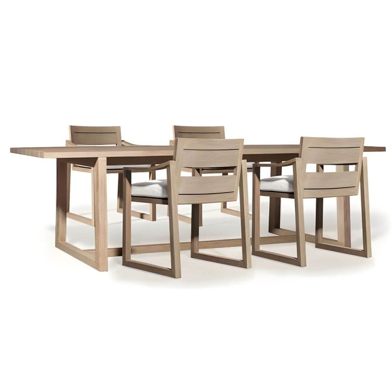 "Modern Style Dining Set 1/5/7 Pcs Wood Frame Patio Dining Table and Chairs - Table & Chair(s) 70.9"L x 39.4"W x 29.5"H 4 Light Brown"